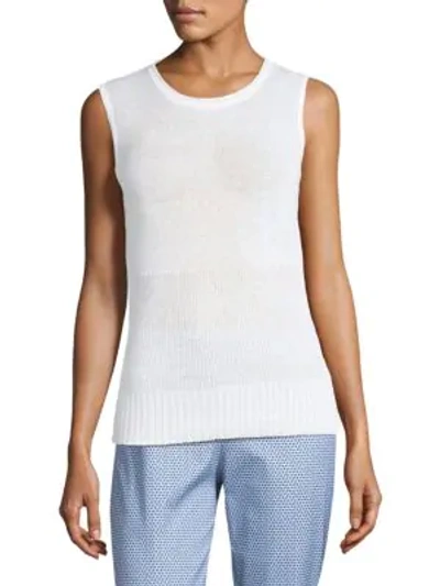 Shop Piazza Sempione Sleeveless Linen Knitted Top In White
