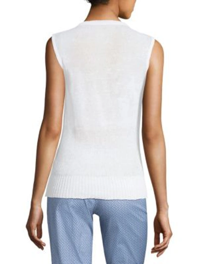 Shop Piazza Sempione Sleeveless Linen Knitted Top In White