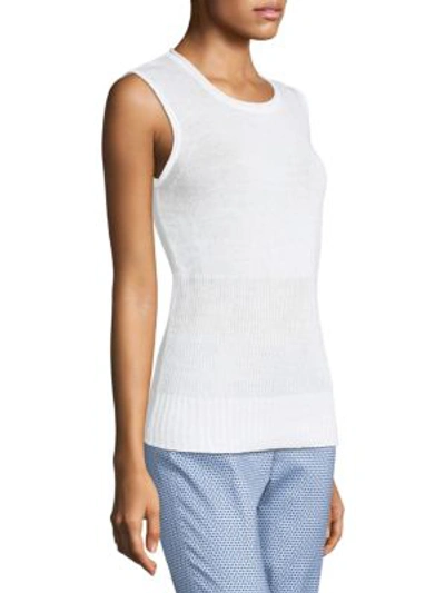 Shop Piazza Sempione Sleeveless Linen Knitted Top In White