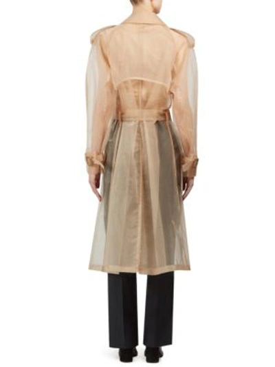 Shop Maison Margiela Belted Organza Trench Coat In Nude