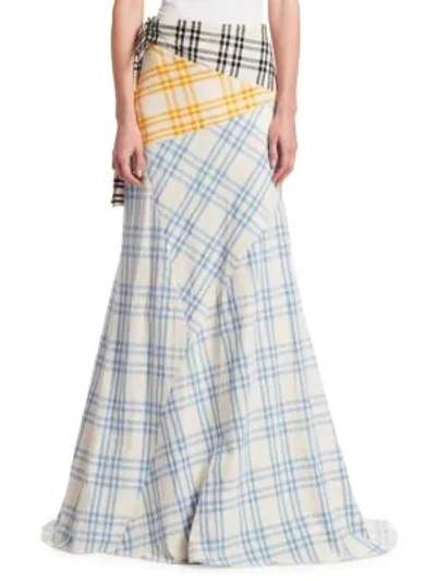 Shop Rosie Assoulin Cut And Paste Plaid Maxi Skirt In Multi