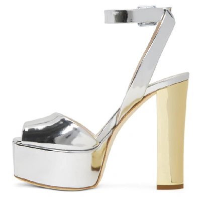 Shop Giuseppe Zanotti Silver Lavinia Platform Sandals