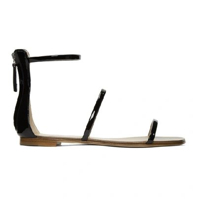 Shop Giuseppe Zanotti Black Patent Roll Sandals