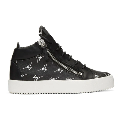 Shop Giuseppe Zanotti Black May London High-top Sneakers In Logo Black