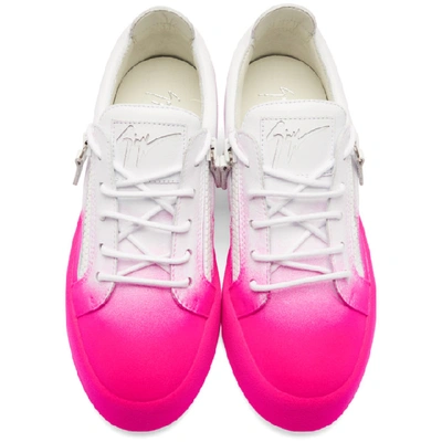 Shop Giuseppe Zanotti White And Pink Flashy May London Sneakers In Fluo Pink