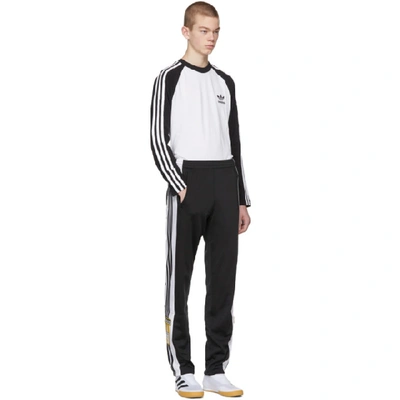 Shop Adidas Originals Black & White Long Sleeve 3-stripes T-shirt