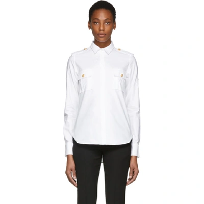 Shop Pierre Balmain White Military Shirt