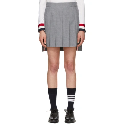 Shop Thom Browne Grey Dropped Back Pleated Miniskirt In 035 Med Gre