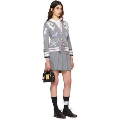 Shop Thom Browne Grey Dropped Back Pleated Miniskirt In 035 Med Gre