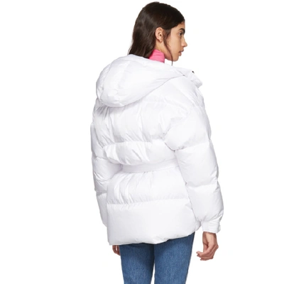 Shop Ienki Ienki White Michlin Belted Down Puffer Jacket In Snow White