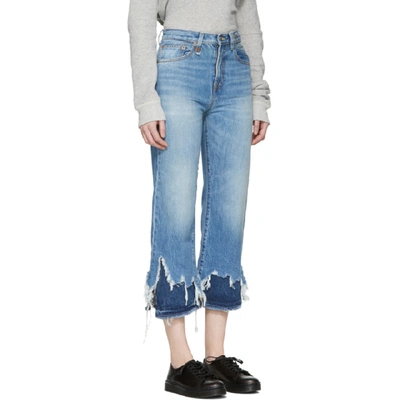 Shop R13 Blue Double Shredded High-rise Camille Jeans