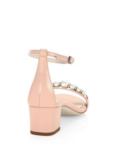 Shop Lanvin Embellished Leather Ankle-strap Sandals In Light Pink