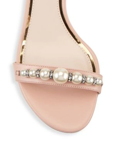 Shop Lanvin Embellished Leather Ankle-strap Sandals In Light Pink