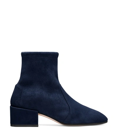 Shop Stuart Weitzman The Accordion Bootie In French Navy Suede