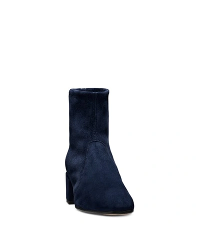 Shop Stuart Weitzman The Accordion Bootie In French Navy Suede