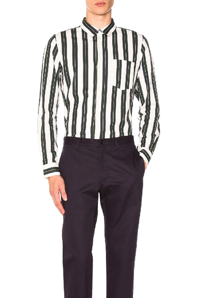 Shop Apc A.p.c. Chemise Alexis In Green,stripes,white