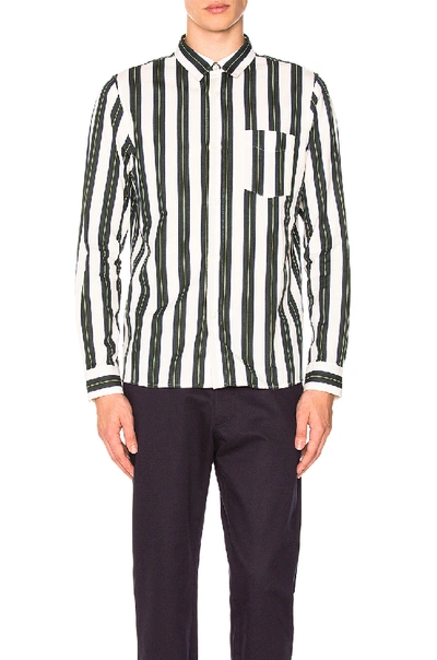 Shop Apc A.p.c. Chemise Alexis In Green,stripes,white