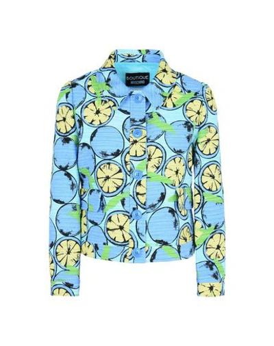 Shop Boutique Moschino Blazers In Sky Blue