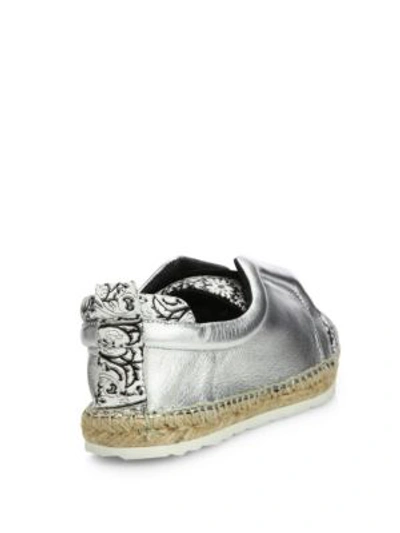 Shop Pierre Hardy Sliderdrille Metallic Leather Espadrille Sneakers In Black White