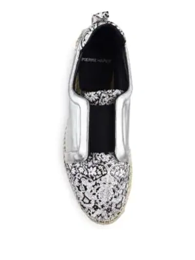 Shop Pierre Hardy Sliderdrille Metallic Leather Espadrille Sneakers In Black White