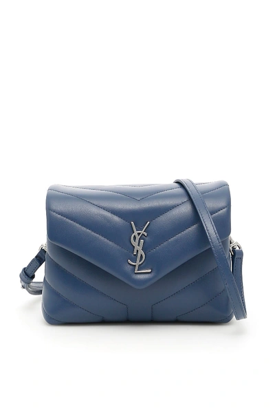 Shop Saint Laurent Loulou Monogram Toy Bag In Denimblu