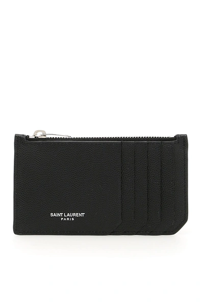 Shop Saint Laurent Grain Calfskin Cardholder In Neronero