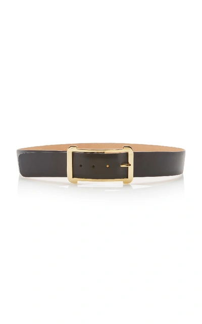 Shop Elie Saab Low Waist Leather Belt In Black