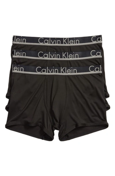 Shop Calvin Klein 3-pack Comfort Microfiber Trunks In Black