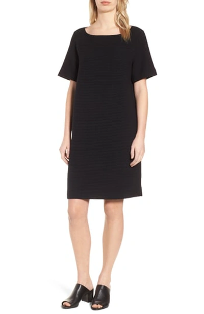 Shop Eileen Fisher Jacquard Shift Dress In Black