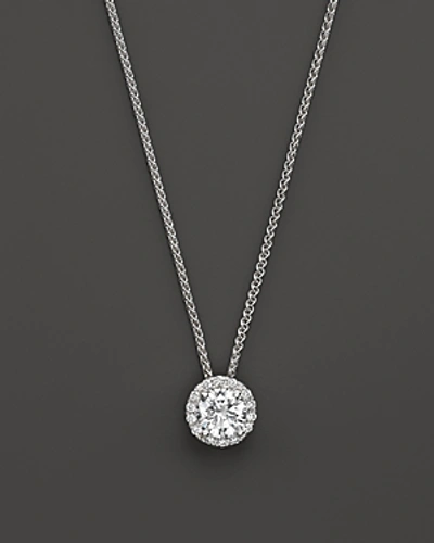 Shop Bloomingdale's Diamond Halo Pendant Necklace In 14k White Gold, .20 Ct. T.w. - 100% Exclusive