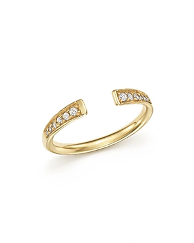 Shop Zoë Chicco 14k Gold And Diamond Open Ring In White/gold