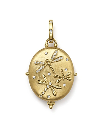 Shop Temple St Clair 18k Gold Dragonfly Locket With Diamonds