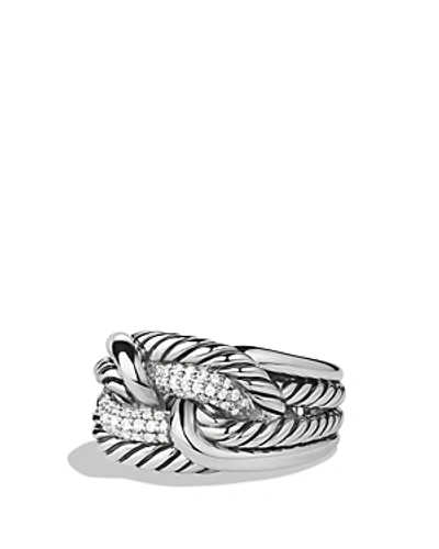 Shop David Yurman Labyrinth Ring With Diamonds In Silver/white Diamonds