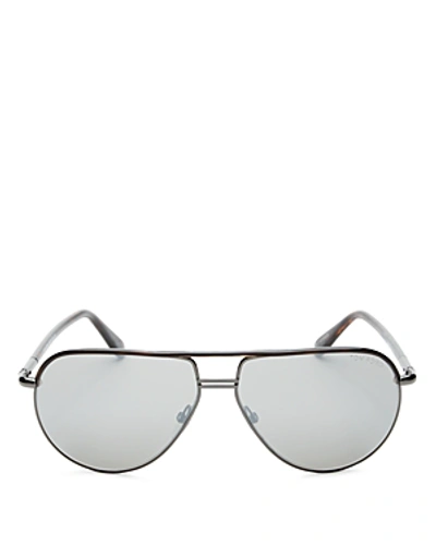 Shop Tom Ford Men's Cole Mirrored Brow Bar Aviator Sunglasses, 65mm In Gun Metal