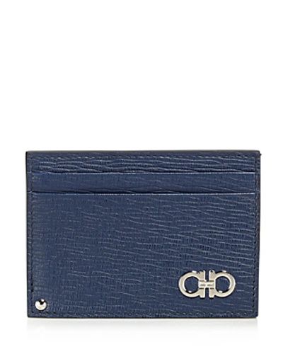 Shop Ferragamo Revival Card Case With Id In Fjord Blue