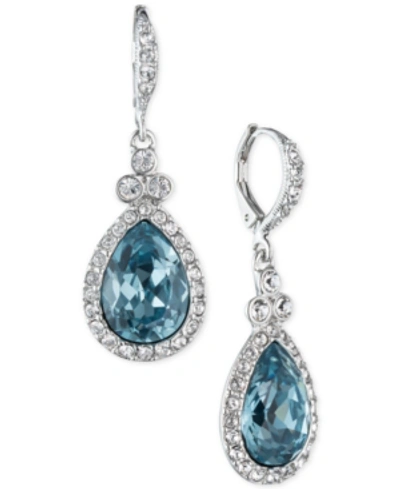 Shop Givenchy Silver-tone Pave & Blue Crystal Drop Earrings