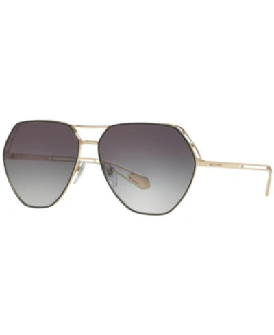 Shop Bvlgari Sunglasses, Bv6098 In Black Gold/grey Gradient