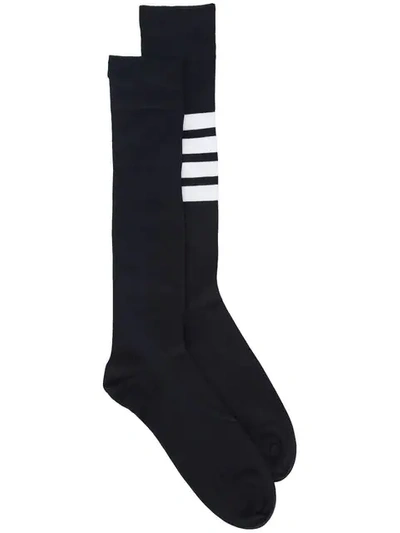 Shop Thom Browne 4-bar Striped Socks - Black