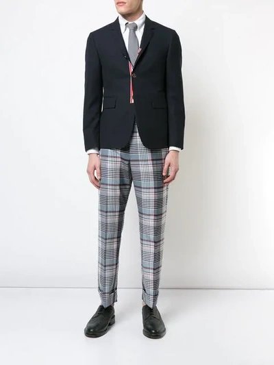 Shop Thom Browne Plaid Tailored Trousers - Blue