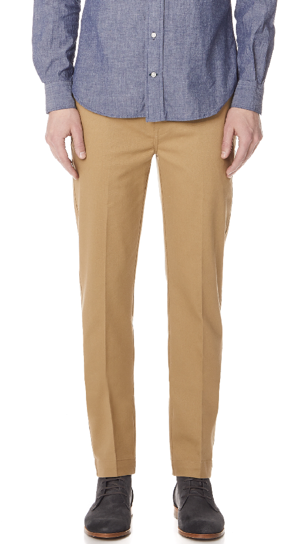 khaki tapered trousers