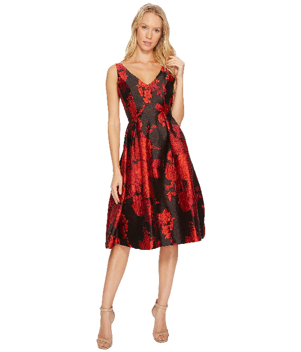 adrianna papell jacquard fit and flare dress