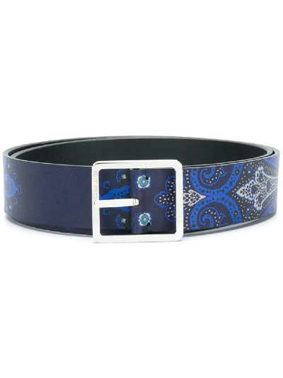 Shop Etro Paisley Print Belt In Blue