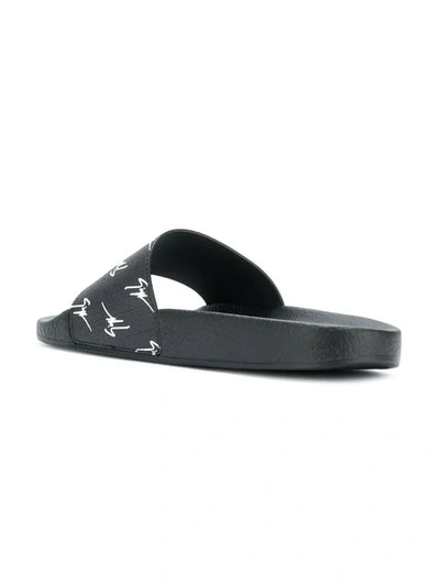 Shop Giuseppe Zanotti Design Logo Print Slide Sandals - Black