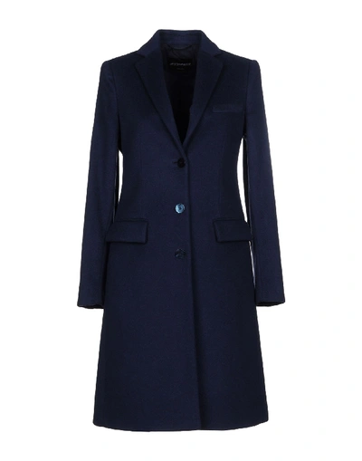 Shop Emporio Armani Coats In Dark Blue