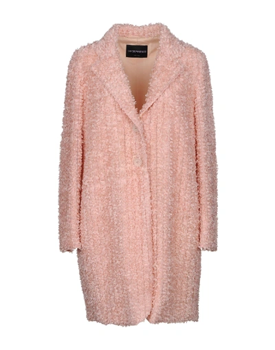 Shop Emporio Armani Overcoats In Blush