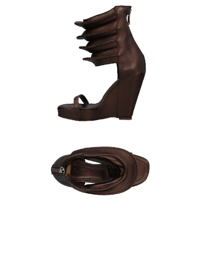 Shop Rick Owens Sandals In Bronze