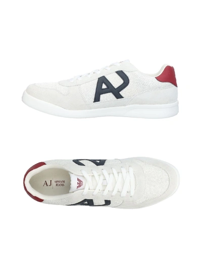 Shop Armani Jeans Sneakers In Ivory