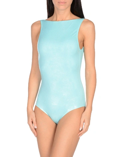Shop Dondup One-piece Swimsuits In Sky Blue
