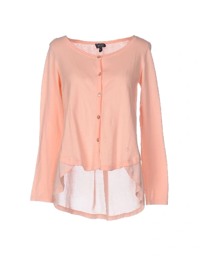 Shop Armani Jeans Cardigans In Light Pink