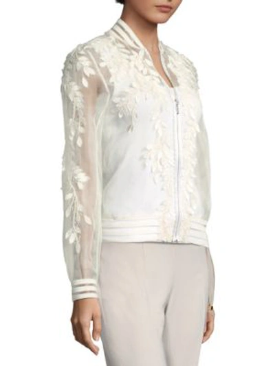 Elie Tahari Brandy Silk Bomber Jacket In Fresh Pearl ModeSens